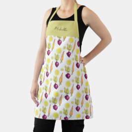 Niedliche Beets Lemon and Carroons Wasserfarbmuste Schürze