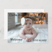 Niedliche Begrüßung Neuer Baby Foto Ankündigung (Vorne/Hinten)