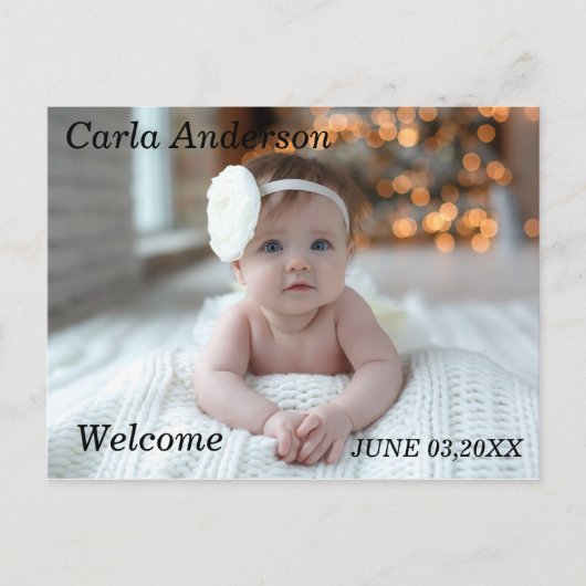 Niedliche Begrüßung Neuer Baby Foto Ankündigung (Vorderseite)