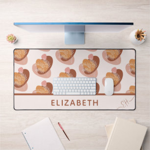 Niedliche beige-braune bohhe Blätter Muster erste Schreibtischunterlage