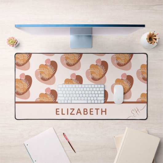 Niedliche beige-braune bohhe Blätter Muster erste Schreibtischunterlage (Büro 1)