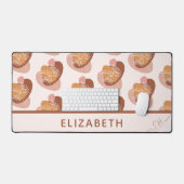 Niedliche beige-braune bohhe Blätter Muster erste Schreibtischunterlage (Tastatur & Maus)