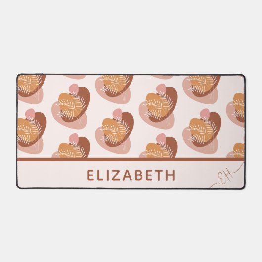 Niedliche beige-braune bohhe Blätter Muster erste Schreibtischunterlage (Vorderseite)