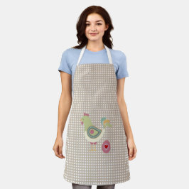 Niedliche Beige Gingham Chicken Schürze