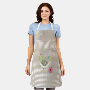 Niedliche Beige Gingham Chicken Schürze
