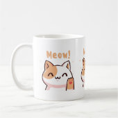 Niedliche Beige Katze mit Meow Text Illustration-T Kaffeetasse (Links)