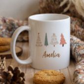 Niedliche Beige Weihnachtsbaum Individuelle Name T Zweifarbige Tasse