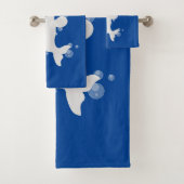 Niedliche Beluga-Wal-Blasen Cartoon-Abbildung Badhandtuch Set (Insitu)