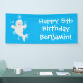 Niedliche Beluga-Wal-Blasen Cartoon-Abbildung Banner (Messe)