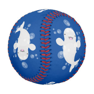 Niedliche Beluga-Wal-Blasen Cartoon-Abbildung Baseball