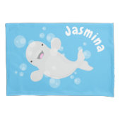 Niedliche Beluga Wal Blasen Cartoon Abbildung Fle Kissenbezug (Vorderseite)