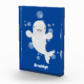Niedliche Beluga-Wal-Blasen Cartoon-Abbildung Fotoblock (Rechts)