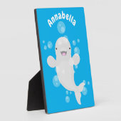 Niedliche Beluga-Wal-Blasen Cartoon-Abbildung Fotoplatte (Seite)
