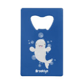 Niedliche Beluga-Wal-Blasen Cartoon-Abbildung Geldbeutel Flaschenöffner (Rückseite)