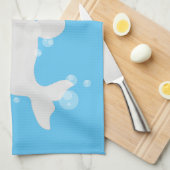 Niedliche Beluga-Wal-Blasen Cartoon-Abbildung Geschirrtuch (Viertel Falte)