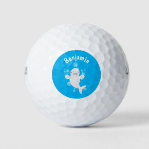 Niedliche Beluga-Wal-Blasen Cartoon-Abbildung Golfball