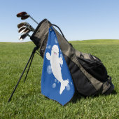 Niedliche Beluga-Wal-Blasen Cartoon-Abbildung Golfhandtuch (Gras)