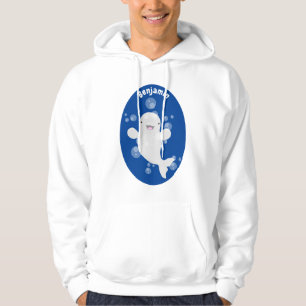 Niedliche Beluga-Wal-Blasen Cartoon-Abbildung Hoodie