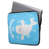 Niedliche Beluga-Wal-Blasen Cartoon-Abbildung Laptopschutzhülle (Vorderseite Links)