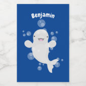 Niedliche Beluga-Wal-Blasen Cartoon-Abbildung Lebensmitteletikett (Einzelnes Label)