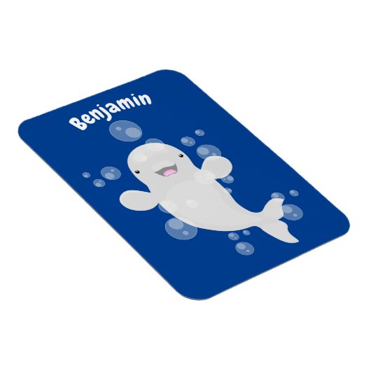 Niedliche Beluga-Wal-Blasen Cartoon-Abbildung Magnet (Rechte Seite)