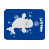 Niedliche Beluga-Wal-Blasen Cartoon-Abbildung Magnet (Horizontal)