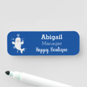 Niedliche Beluga-Wal-Blasen Cartoon-Abbildung Namensschild (Beispiel)