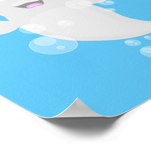 Niedliche Beluga-Wal-Blasen Cartoon-Abbildung Poster (Ecke)