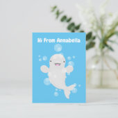 Niedliche Beluga-Wal-Blasen Cartoon-Abbildung Postkarte (Stehend Vorderseite)