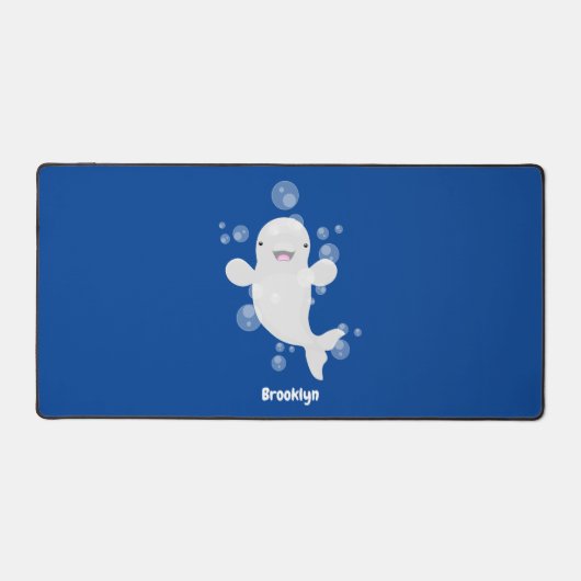 Niedliche Beluga-Wal-Blasen Cartoon-Abbildung Schreibtischunterlage (Vorderseite)