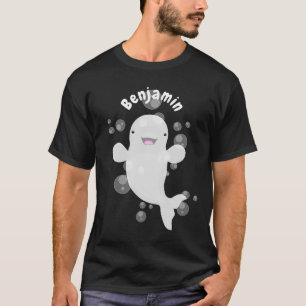 Niedliche Beluga-Wal-Blasen Cartoon-Abbildung T-Shirt