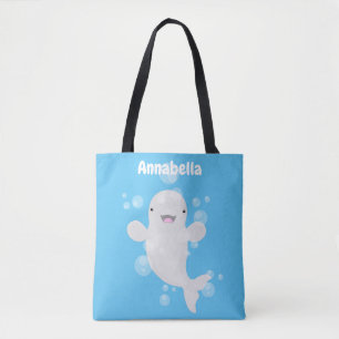 Niedliche Beluga-Wal-Blasen Cartoon-Abbildung Tasche