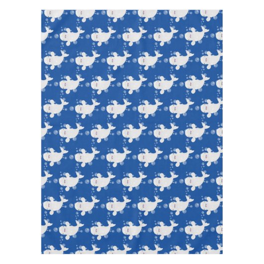 Niedliche Beluga-Wal-Blasen Cartoon-Abbildung Tischdecke (Vorderseite)