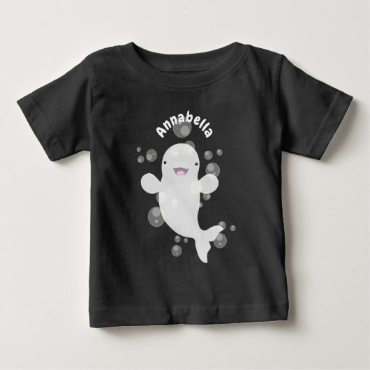 Niedliche Beluga Wal Blasen Cartoon personalisiert Baby T-shirt (Vorderseite)
