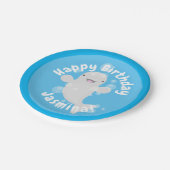 Niedliche Beluga-Wal-Blasen personalisierter Gebur Pappteller (Schrägansicht)
