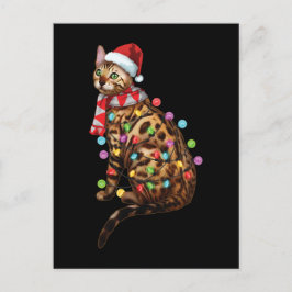 Niedliche Bengalische Katze Funny Christmas Weihna Postkarte