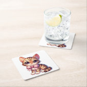 Niedliche Bengalische Katze Lover Funny Kitty Mama Rechteckiger Pappuntersetzer (Vor Ort)