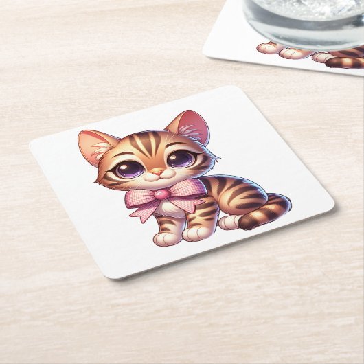 Niedliche Bengalische Katze Lover Funny Kitty Mama Rechteckiger Pappuntersetzer (angewinkelt)