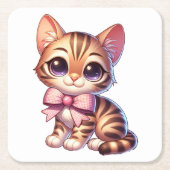 Niedliche Bengalische Katze Lover Funny Kitty Mama Rechteckiger Pappuntersetzer (Vorderseite)