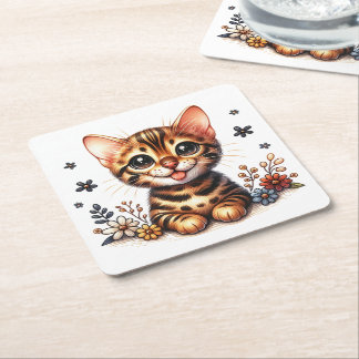 Niedliche Bengalische Katze Lover Kitten Kitty Mam Rechteckiger Pappuntersetzer