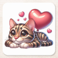 Niedliche Bengalische Katze Lover Red Heart Kitten