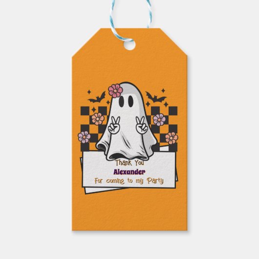 Niedliche Benutzerdefiniert Danke Halloween Ghost Geschenkanhänger (Vorderseite)