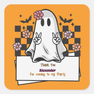 Niedliche Benutzerdefiniert Danke Halloween Ghost Quadratischer Aufkleber