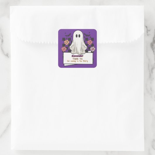 Niedliche Benutzerdefiniert Danke Halloween Ghost Quadratischer Aufkleber (Tasche)