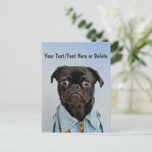 Niedliche benutzerdefinierte Farbe/Text Schwarzer Postkarte (Stehend Vorderseite)