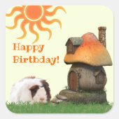 Niedliche benutzerdefinierte Guinea Pig Mushroom H Quadratischer Aufkleber (Vorderseite)