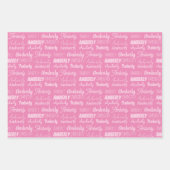 Niedliche, benutzerdefinierte Rosa Name Typografie Geschenkpapier Set (Vorderseite 2)