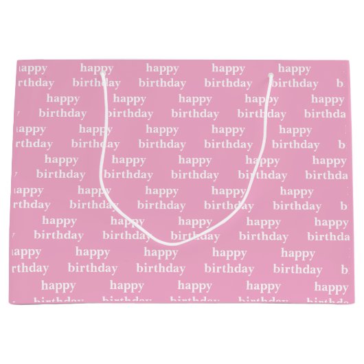 Niedliche, benutzerdefinierte rosa und weiße Typog Große Geschenktüte (Vorderseite)