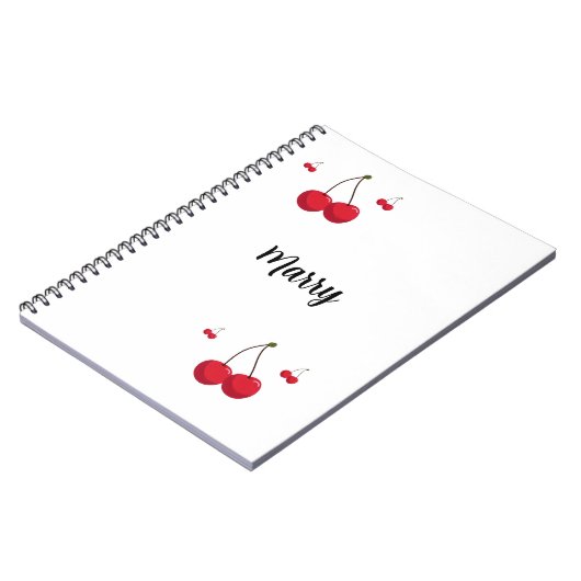 Niedliche benutzerdefinierte rote Kirschen Notizblock (Linke Seite)