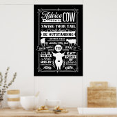 niedliche Beratung durch ein Kuhwort Kunst Land Poster (Küche)